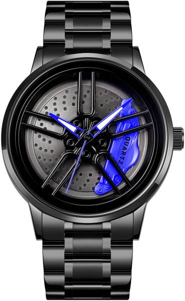 EMPERO Wheel Watch 3D Rotating Spinning Watch Quartz Men Rim Car Wheel Watches Analog Watch - For Men