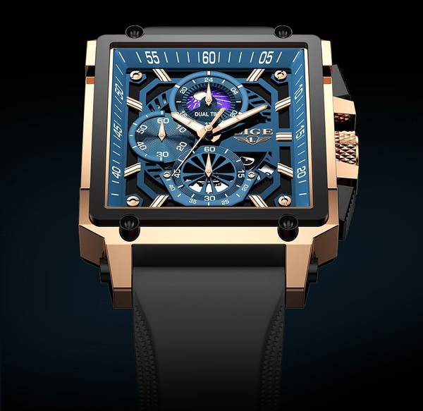 OVERFLY LIGE Square Chronograph Military Sports Analog Watch - For Men