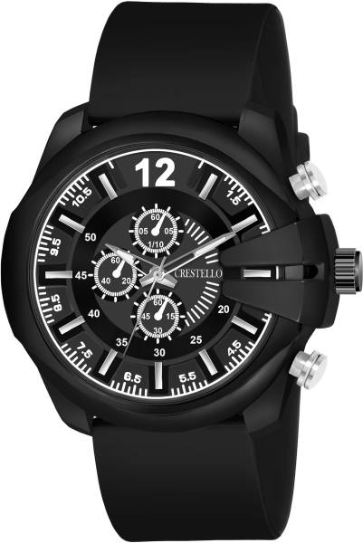 CRESTELLO CR-DSL042-BLACK Black Silicone Strap Analog Watch - For Men