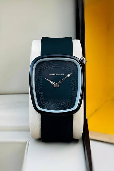 Americanviber Silicone Adjustable Strap With Squarer Finish AURA Look Premium Collection Analog Watch - For Men
