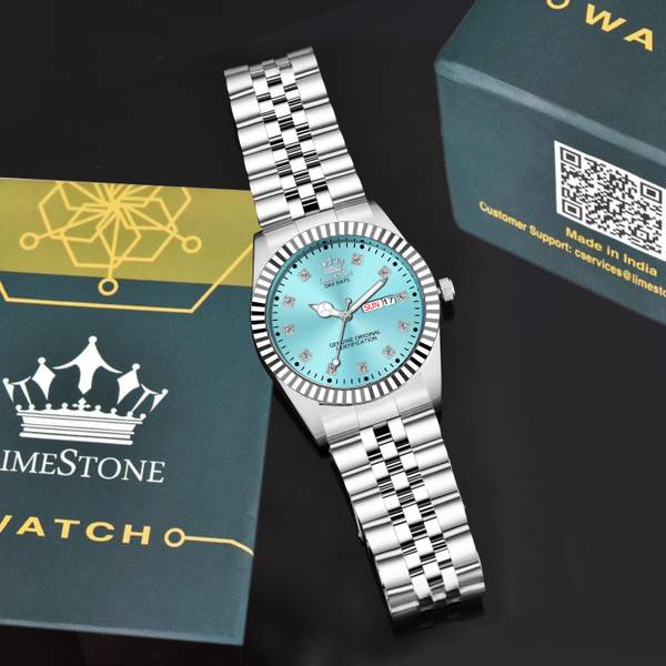 LIMESTONE Legacy Series Stainless Steel Day and Date Functioning | Stylish Chain | Quartz Analog Watch - For Men