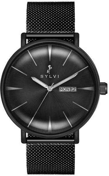 Sylvi Elegadoom Black Stainless Steel Strap Watch for Men SYLVI-8113-ELEGADOOM Analog Watch - For Men