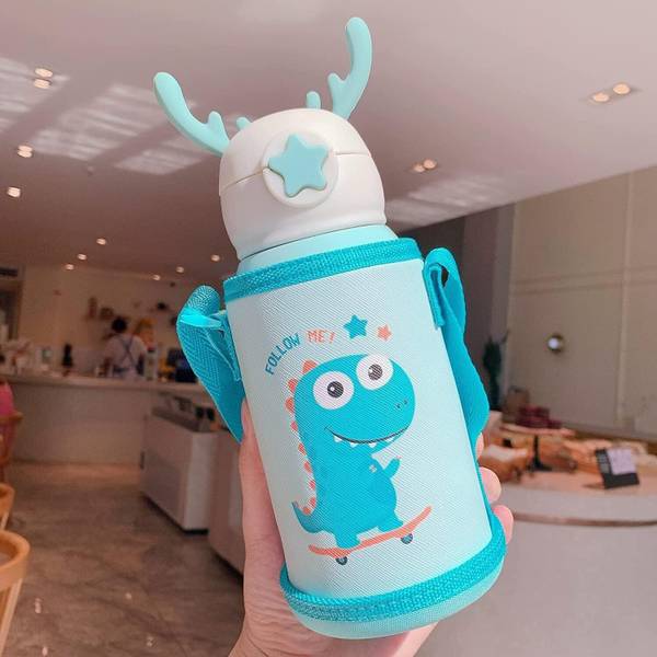 Bluedeal Kids Water Bottle Carrier Holder Shoulder Strap and Spare Cover Lid Bottle 500 ml Water Bottle