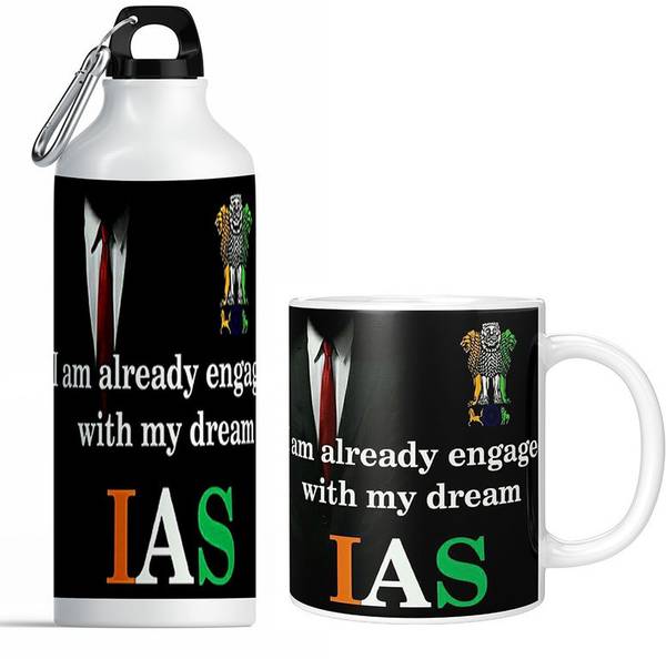 PrintingZone UPSC IAS LBSNAA IPS Water Bottle For Boys & Girls(S+M-34) Aluminium Coffee Mug
