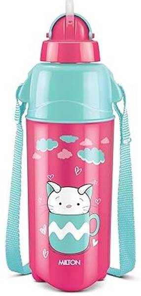MILTON Kool Trendy 400 Plastic Insulated Water Bottle with Straw for Kids, Purple 500 ml Water Bottle