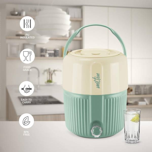 MILTON Kool Pristine 12 Insulated Plastic Water Camper| Easy to Carry | BPA Free Bottled Water Dispenser