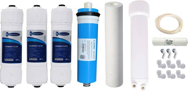 Aquagrand Carbon-Sediment Filter Set with Vontron-75 GPDMembrane for all RO water purifier Solid Filter Cartridge