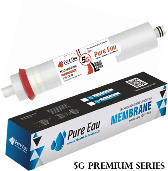 PURE EAU RO Membrane 150 GPD with Antiscalant Doser and Flow Restrictor, Solid Filter Cartridge