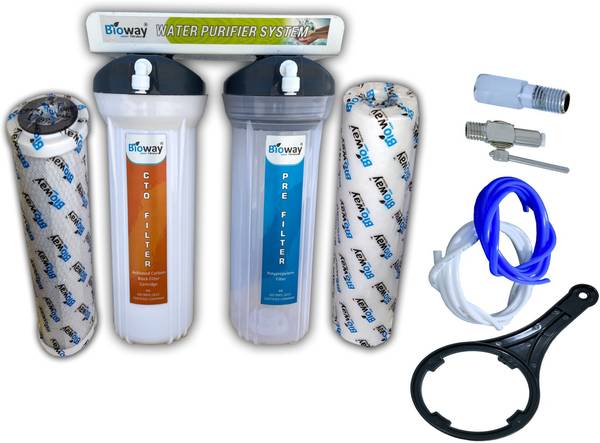 bioway TWO STAGE PRE FILTER SET TO ENHANCE LIFE OF ANY RO/UV WATER PURIFIER -WATER HEATER/GEYSER - WASHING MACHINE WITH FULL INSTALLATION KIT (HEAVY D...
