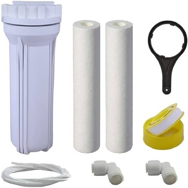KRPLUS 10 Inch Pre Filter Housing RO Service Kit with 2 Pcs Spun Filter/Spanner/Pipe Solid Filter Cartridge