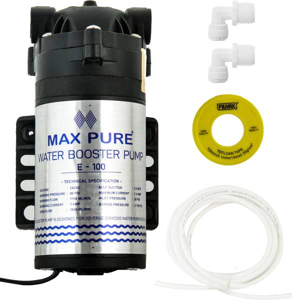 Maxpure E-100 RO Booster Pump with 100 GPD Motor for RO Purifier l RO Motor Pump Solid Filter Cartridge