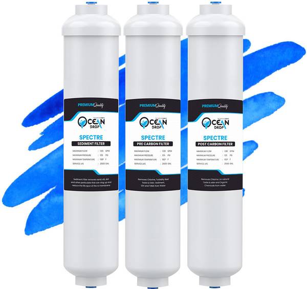 OceansDrop by Spectre 1/4" QC sediment, pre-Post carbon Inline Filter With 6 Pcs Elbow. Solid Filter Cartridge