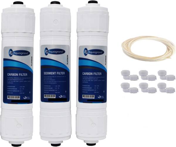 Aquagrand Pre Carbon, Sediment, Post Carbon Filter Set for all Water Purifier(Elbow, Pipe) Solid Filter Cartridge