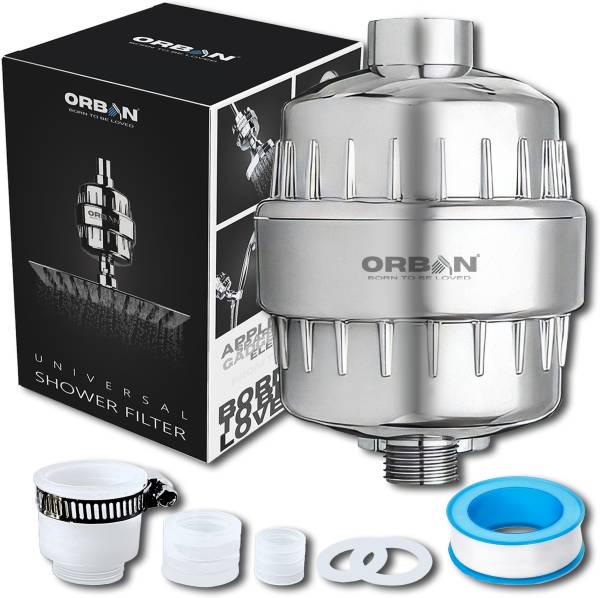 ORBON by ORBON Shower Head Filter | Shower Head water Softener for Hard Water | Silver Chrome Solid Filter Cartridge