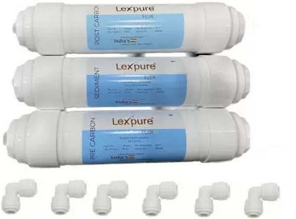 Fillico Flux inline Set for hard water tds and 6 Pieces Connector Solid Filter Cartridge