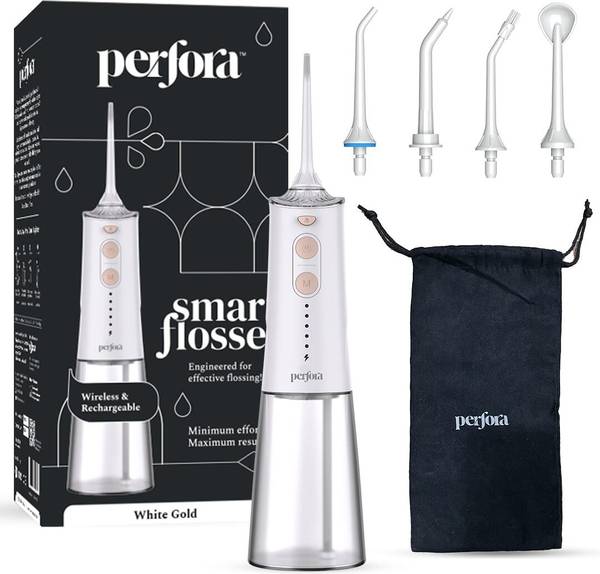 Perfora White Gold 245ml USB C Type, 5 Modes| Smart Dental Water Flosser
