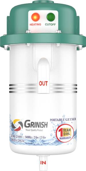GRINISH 1 L Instant Water Geyser (ULTRA PREMIUM WITH ABS SHOCK PROOF BODY, Green)