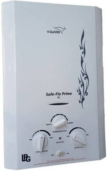 V-Guard 6 L Gas Water Geyser (Safe Flo Prime 6 Ltr, White)