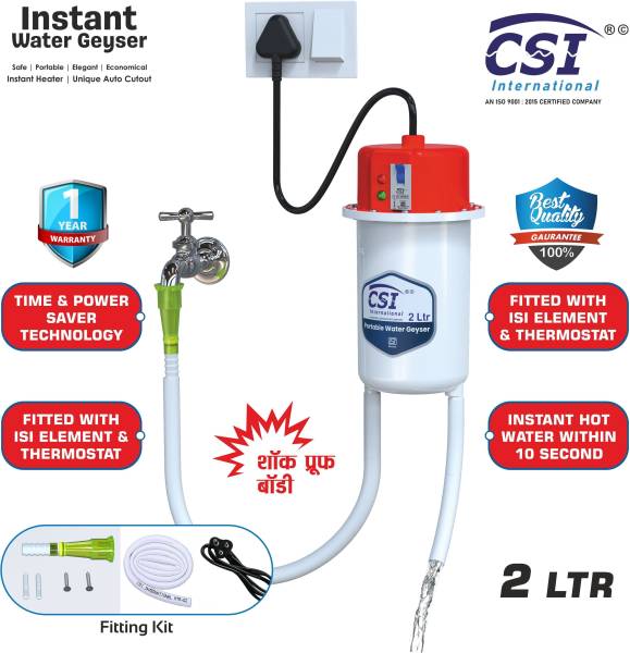 CSI INTERNATIONAL 2 L Instant Water Geyser (2L Instant Water Geyser With Mcb , Portable Geyser, Red, White)