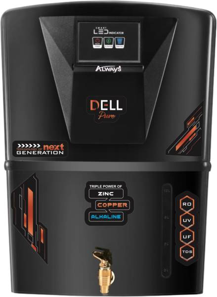 Always Dellpure Zinc Copper 9 Stage Purification Water purifier With LED INDICATOR 12 L RO + UV + UF + TDS + ALK + Copper Water Purifier