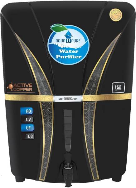 AquaDpure Copper Charge + Mineral Technology ,suitable for all type of water supply 12 L RO + UV + UF + Copper + TDS Control Water Purifier