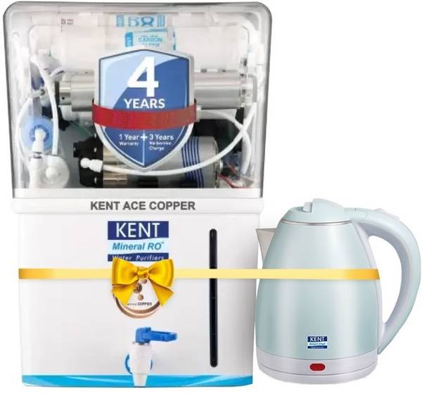 KENT 116142 8 L RO + UV + UF + TDS Control + UV in Tank + Copper Water Purifier Suitable for all - Borewell, Tanker, Municipality Water