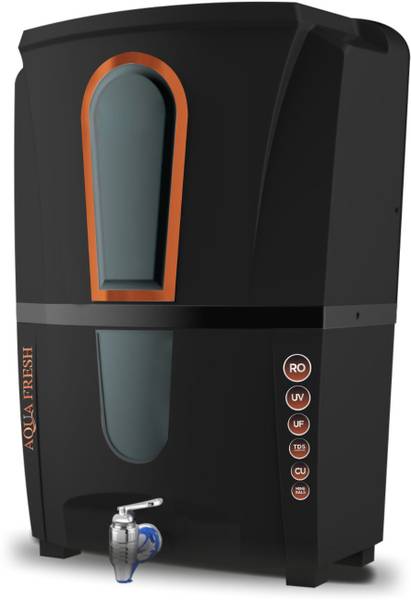 Aqua Fresh Ventex Black ZINK+COPPER+BIO HYDROZEN NEGETIVE ORP ELECTRICAL BOREWELL/MUNICIPAL 12 L RO + UV + UF + TDS + ALK + Copper Water Purifier