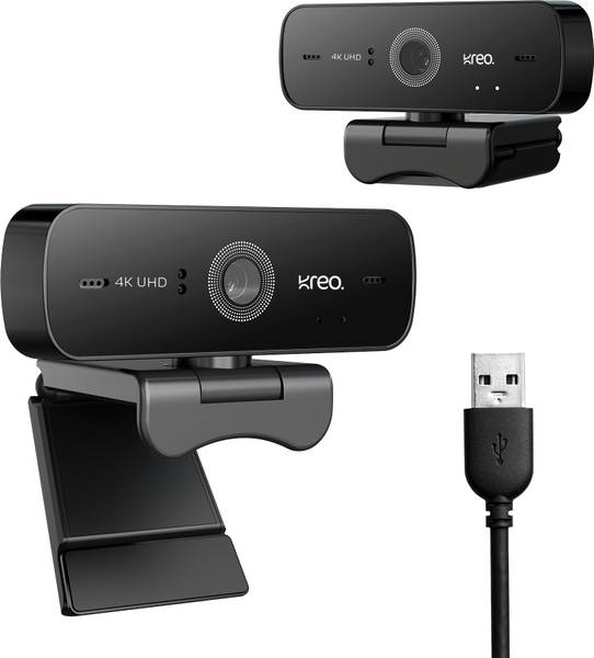 Kreo Owl 4K Ultra HD Auto focus USB Connection Web camera with Noise Cancellation Mic 8 HD Webcam with Built-In Microphone USB Connectivity