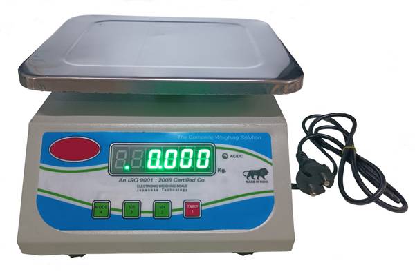 ACU-CHECK Weight Machine 30kg Scale Digital For Shop Chargeable Front & Back Display Steel Weighing Scale