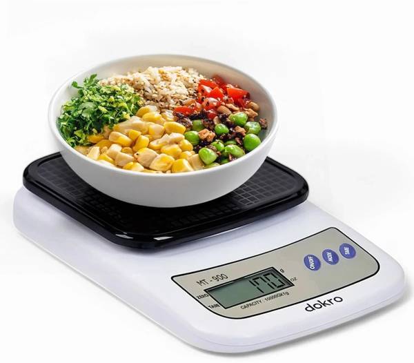 dokro Kitchen Scale, High precision sensors, TARE function, 1g-10Kg Range(White) Weighing Scale