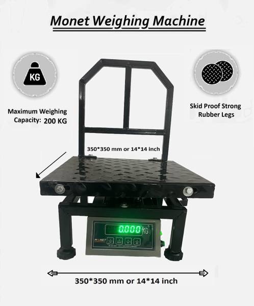 monet 150Kg MS/Iron Weighing MAchine,2 Days Battery Backup, Compact & Portable Weighing Scale