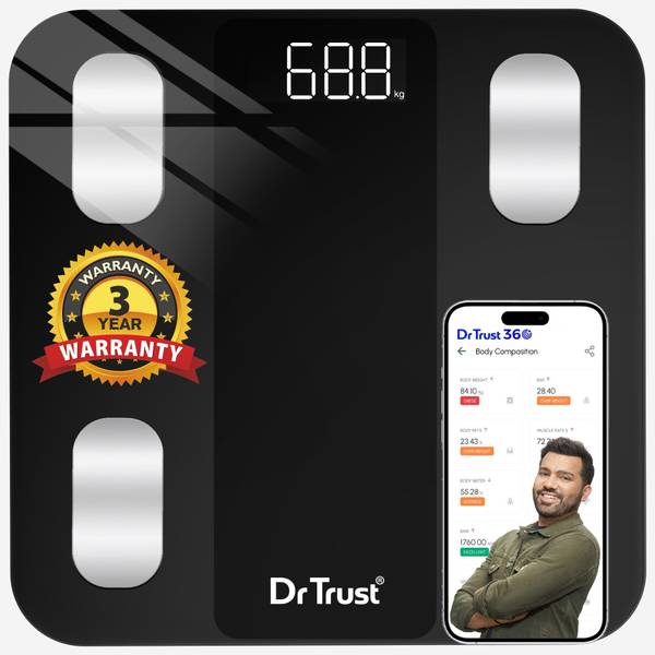Dr Trust USA Legend Smart Body Fat Scale-526, BMI Analyzer Machine Sync with App Personal Weighing Scale