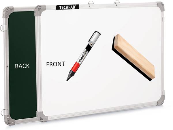 Techfab Non Magnetic Regular Whiteboard 2X3 ft one Side White Marker and Reverse Side Chalk Board Surface with 1 Marker and 1 Duster Whiteboards and D...