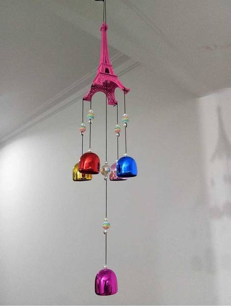 SV creators Eiffel Tower Metal Wind Chimes with Sweet Sound in 5 Long Brass Bells (70 cm) Copper Windchime
