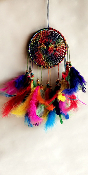 DHRUVTAR Car hanging Dream Catcher Wall Hanging for Bedrooms Office Balcony Outdoors Feather, Steel Windchime