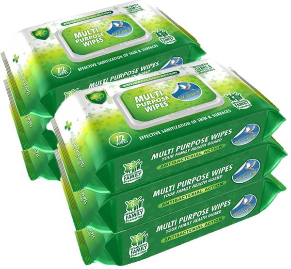 GLIDER Multipurpose Wipes | Ideal for Skin & Surfaces | with Flip-top (Pack of 6