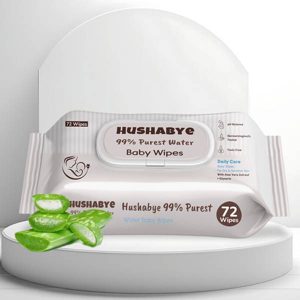 Hushabye Premium Soft Baby Wipes with Aloe Vera,Rash-Free(72 Wipes Each Pack,Pack of 1)