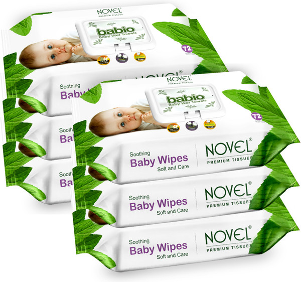 NOVEL Baby Wipes 72 Sheets pack of 6/with Lid