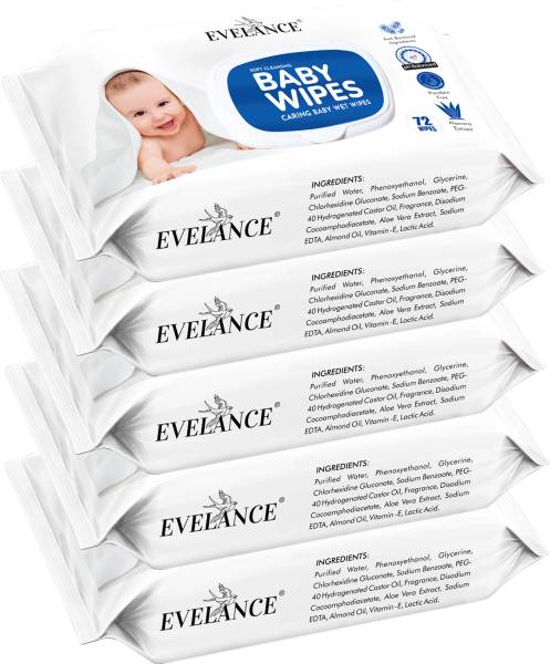 EVELANCE Caring Baby Wet Wipes with lid & Aloe Vera Extract