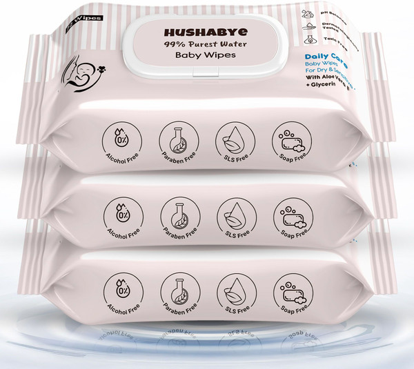Hushabye Soft Baby Wet Wipes with AloeVera And Glycerin, Clinically Tested with Lid
