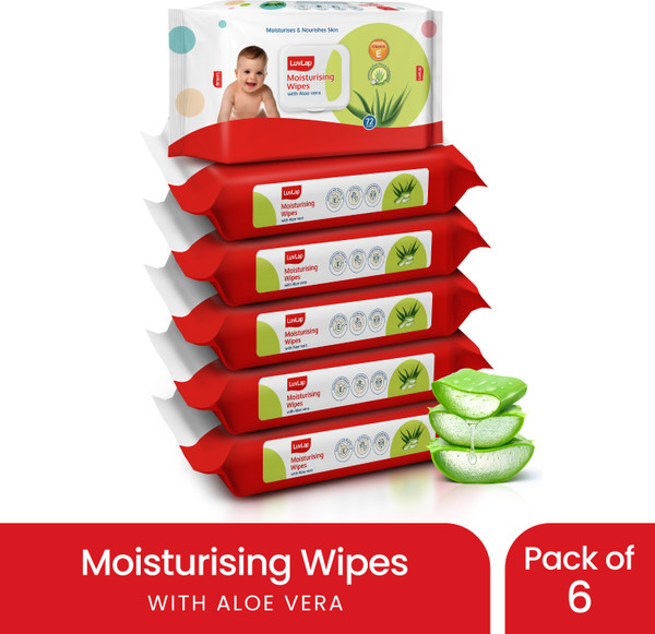 LuvLap Paraben Free wipes for baby with Aloe Vera, 72 wipes/pack with Lid
