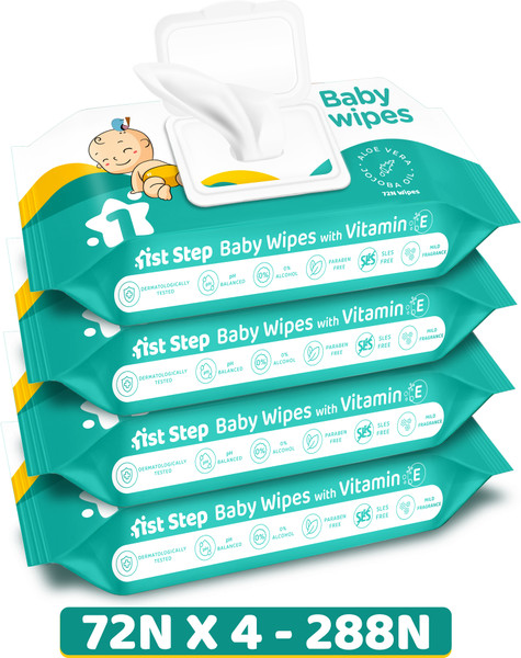 1st Step Baby Wet Wipes With Lid Enriched With Aloe-Vera And Jojoba Oil(Pack of 4)