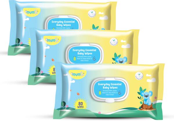 Mumta Soft Cleansing Baby Wipes with Aloe Vera & Vitamin E - 80 Counts/Pack (Set of 3)