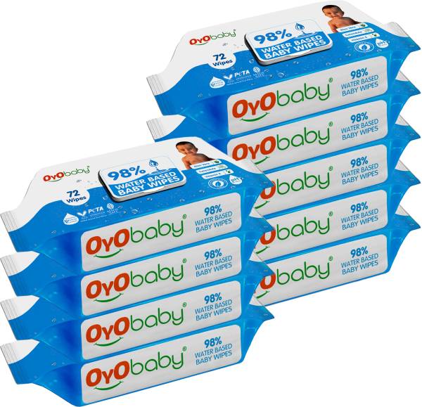 Oyo Baby Gentle 98% Water Wipes with Lid- Cleanses the skin without causing irritation