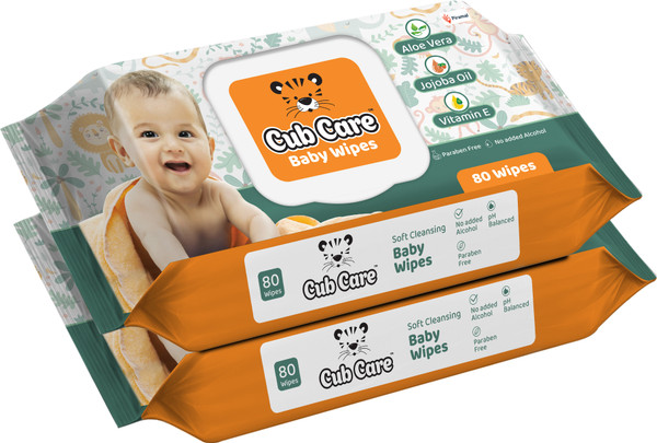 Cub Care Baby Wipes with Aloe Vera, Jojoba Oil, Vitamin E & Paraben Free