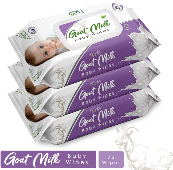 NOVEL Goat Milk Baby Wipes 72's Sheet Pack Of 3