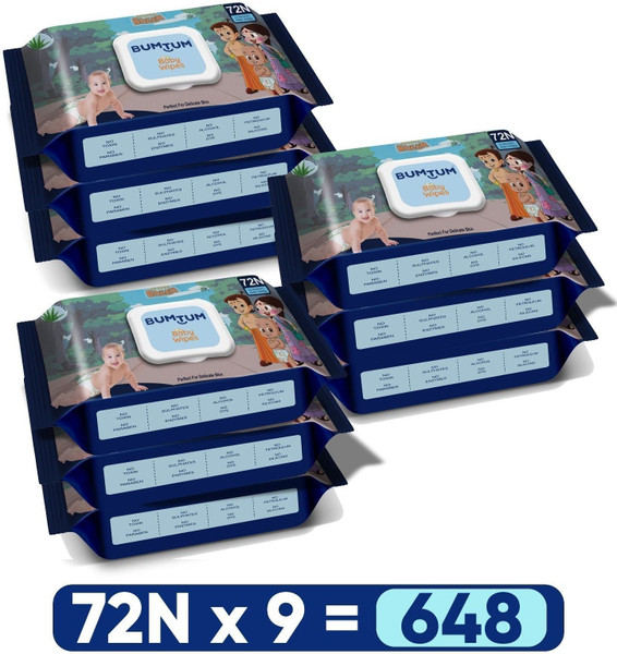 BUMTUM Baby Chota Bheem Gentle Soft Moisturizing Wet Wipes With Lid