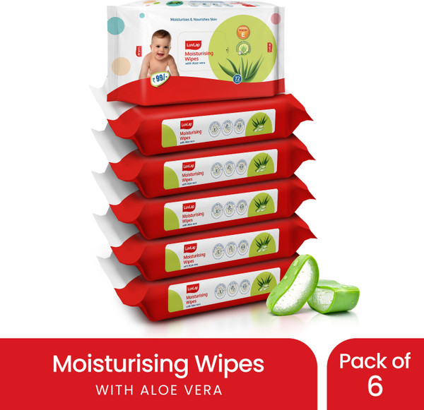 LuvLap Paraben Free wipes for baby with Aloe Vera, Fragrance Free, 72 wipes/pack