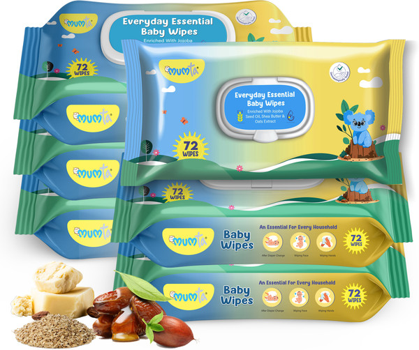Mumta Soft Cleansing Baby Wipes with Aloe Vera & Vitamin E -72 Counts/Pack (Set of 6)