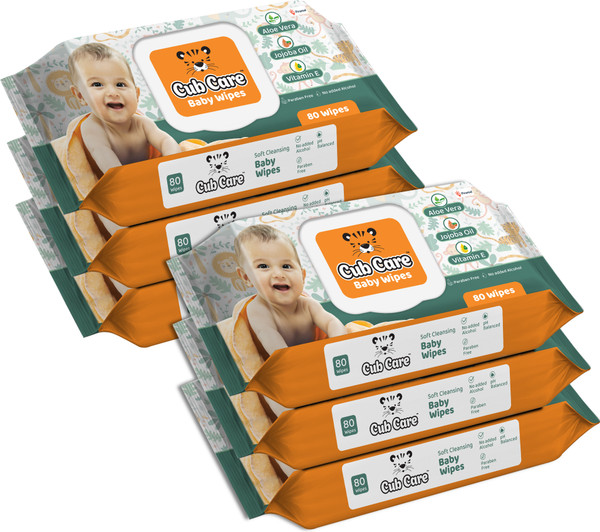 Cub Care Baby Wipes - Aloe Vera, Jojoba Oil, Vitamin E and Paraben Free